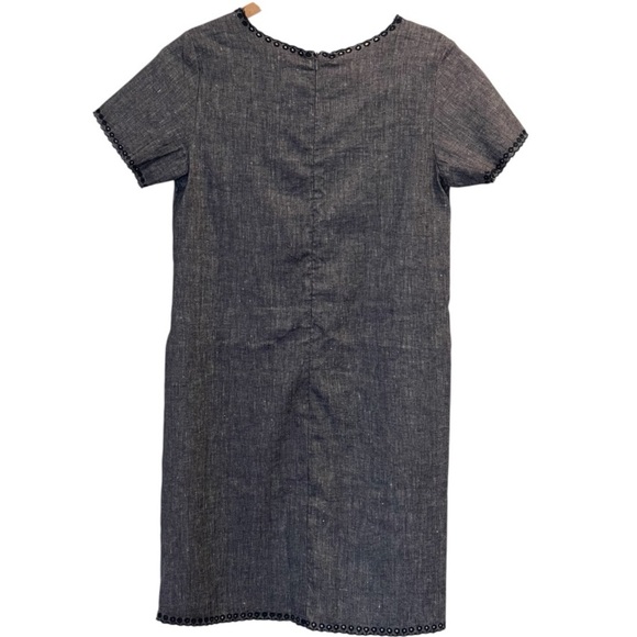 NWT Ann Taylor Chambray Blue Mini Dress, Linen Blend, Short Sleeves, Size 2P - Picture 4 of 15